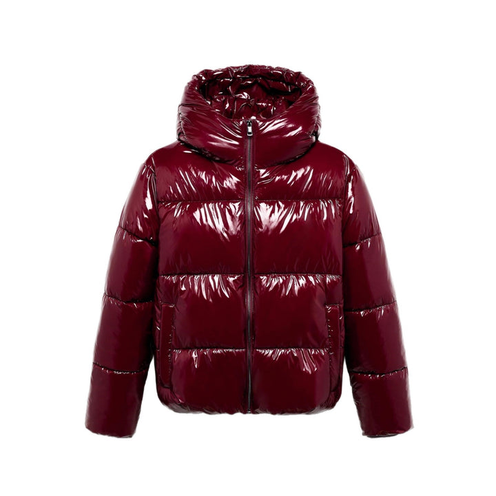 Ladies High Gloss Padded Jacket with High Collar