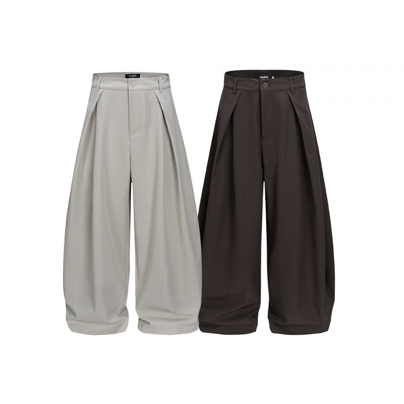 Ladies Wide Balloon Pants with High Waist, Pleats and Cuffed Hem Mune Fashion