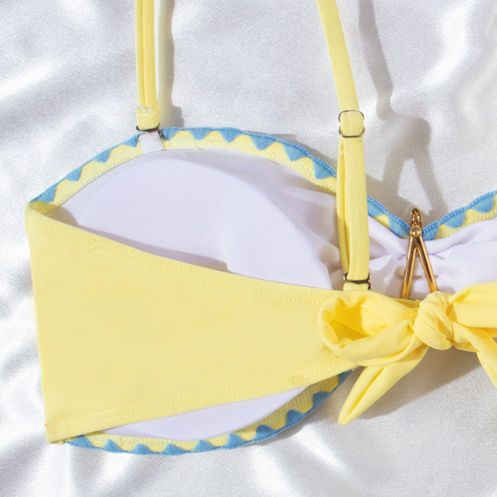 Ladies Bikini Set with fashionable gathering and timeless star application Mune Fashion
