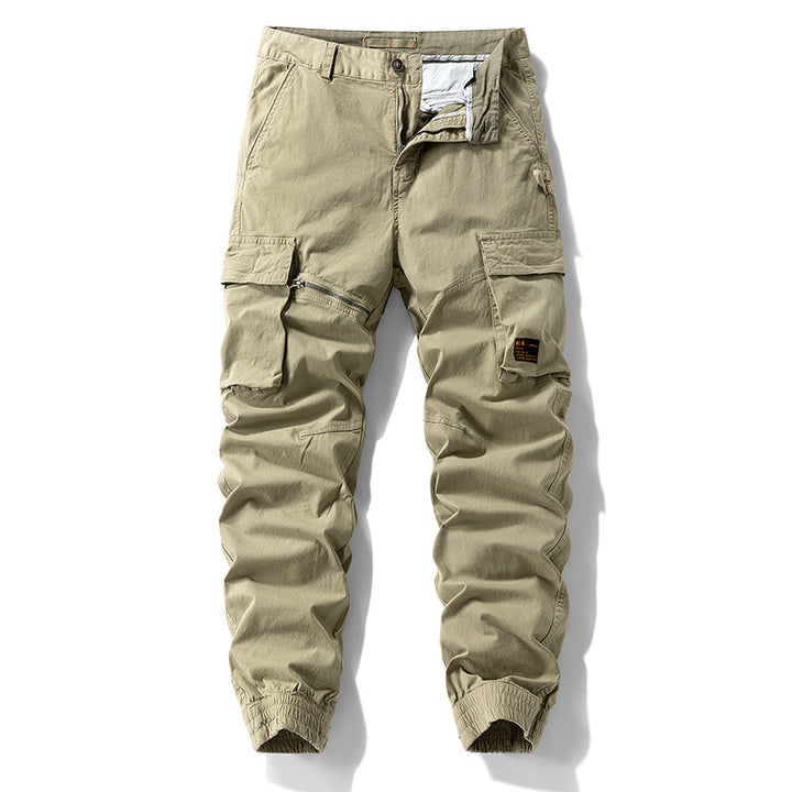 Herren Konisch geschnittene Cargo-Jogginghose mit Mehrfach‑Taschen, Reißverschluss‑Beintasche und elastischem Knöchelabschluss Mune Fashion
