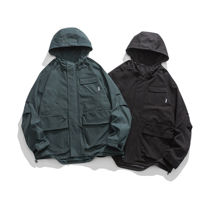 Unisex Boxy-Utility-Hooded Jacket with Multiple Pockets, Adjustable Hem and Windproof Shell Mune Fashion