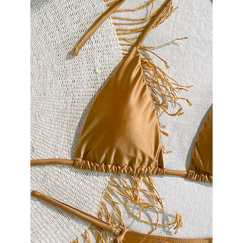 Women's Triangle Bikini with Fringed Details Mune Fashion