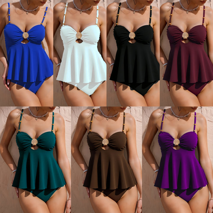 Women's Flowing Swimsuit with Elegant Shell Detail Mune Fashion