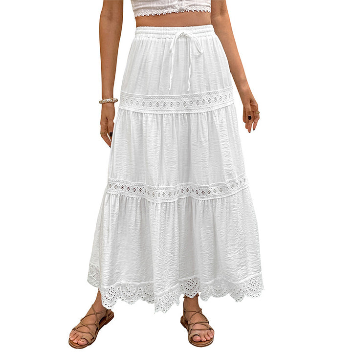 Women's Long Ruffled Skirt with Floor Lace Mune Fashion