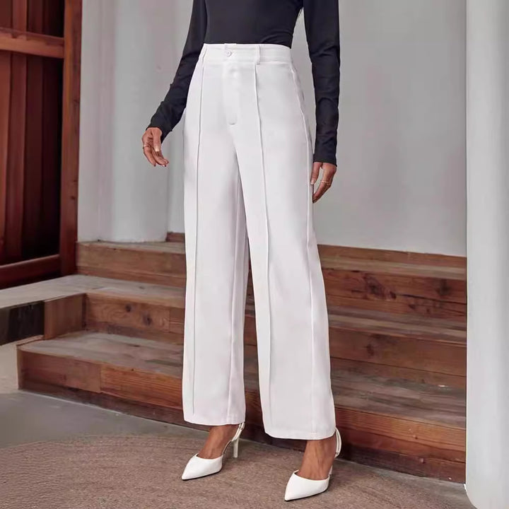 Women's High-Waisted Palazzo Pants with Crease and Straight Leg Drune