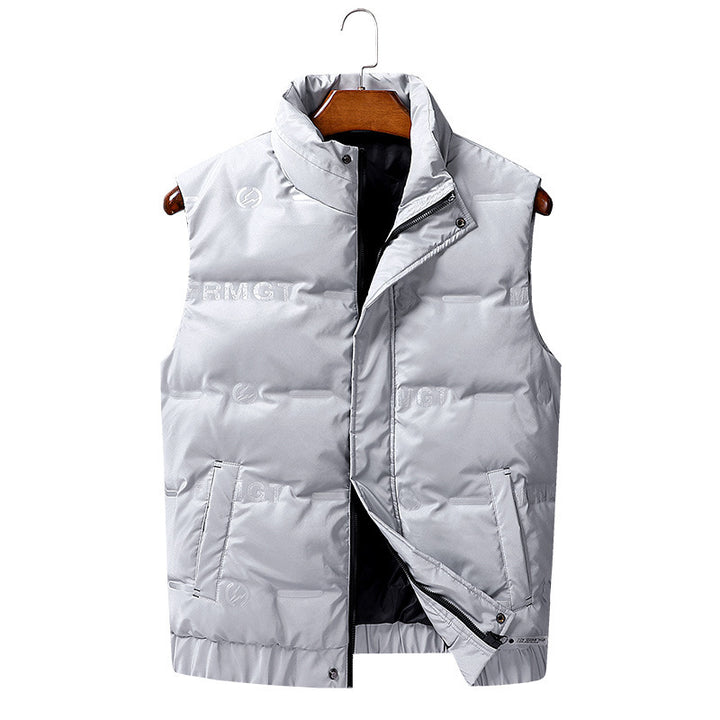 Men's padded quilted vest with high stand collar, windproof shell and concealed zipper Mune Fashion