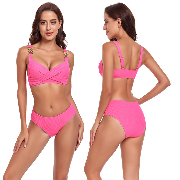 Women's bikini with crossover band design and golden accents Mune Fashion
