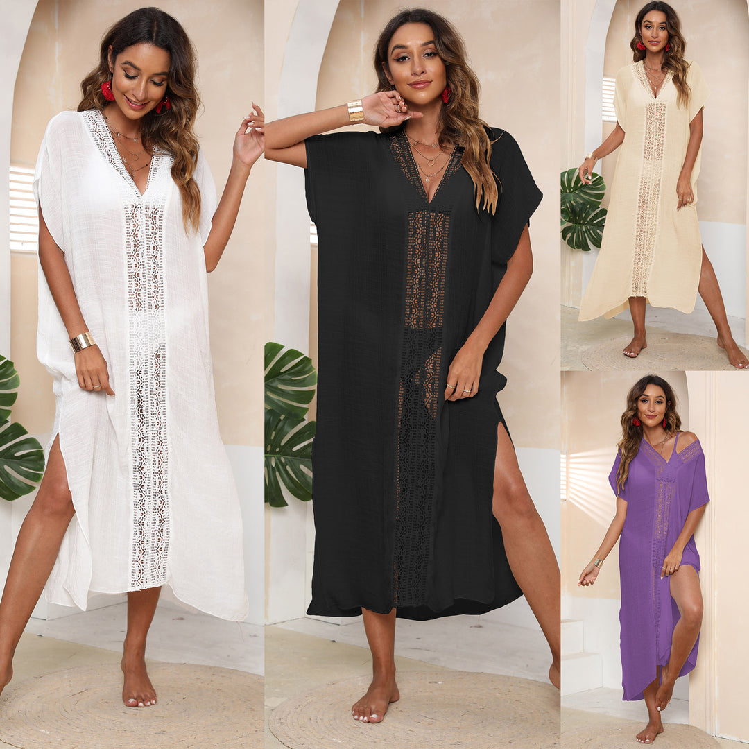 Women's elegant beach cover-up with crochet accents Mune Fashion