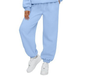 Women's casual jogging pants with high waistband, elastic ankle cuffs, and soft fleece lining Mune Fashion