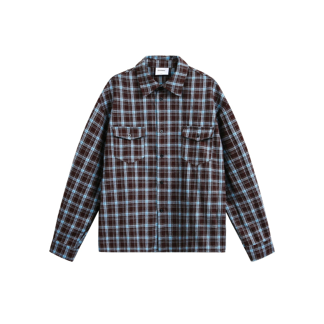 Men's Checkered Flannel Overshirt Jacket with Sewn-On Chest Pockets Mune Fashion