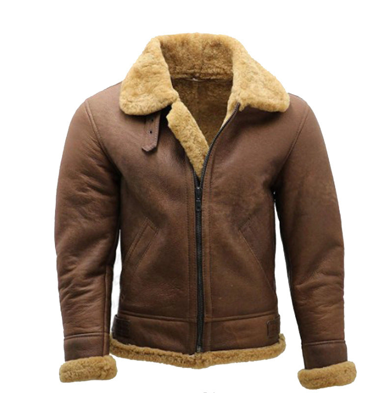 Men's Flight Jacket Made Of High-Quality Lamb Leather with Warming Faux Fur Lining Mune