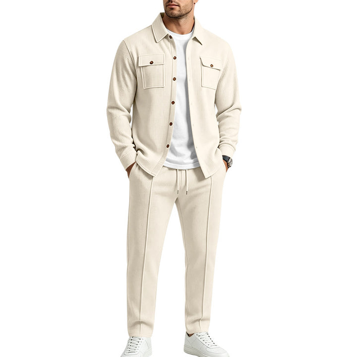 Men's overshirt and jogger set made of textured knit quality Mune Fashion