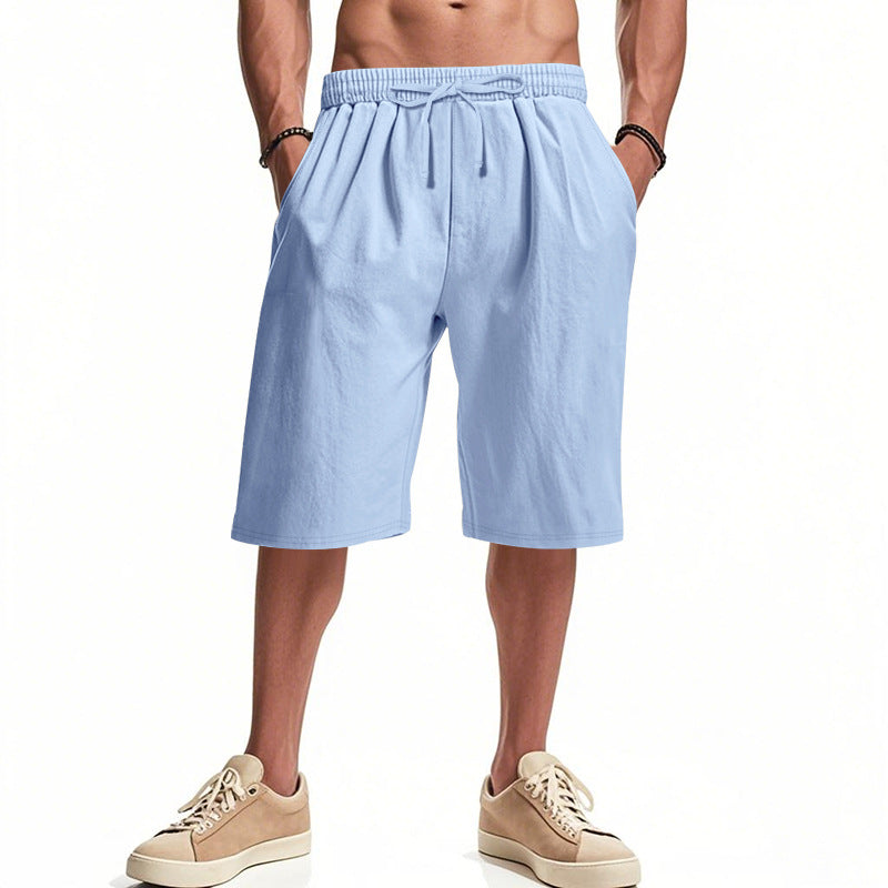 Men's casual bermuda shorts made of cotton blend with elastic waistband, drawstring, and side pockets Mune Fashion