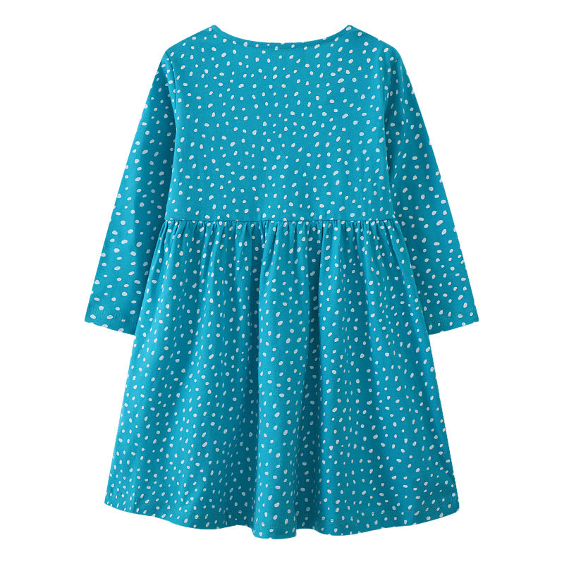 Girl Long Sleeve Dress with Playful Bird Design Mune Fashion