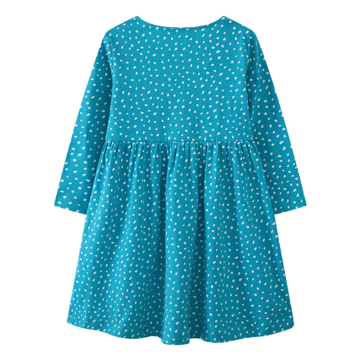 Girl Long Sleeve Dress with Playful Bird Design Mune Fashion