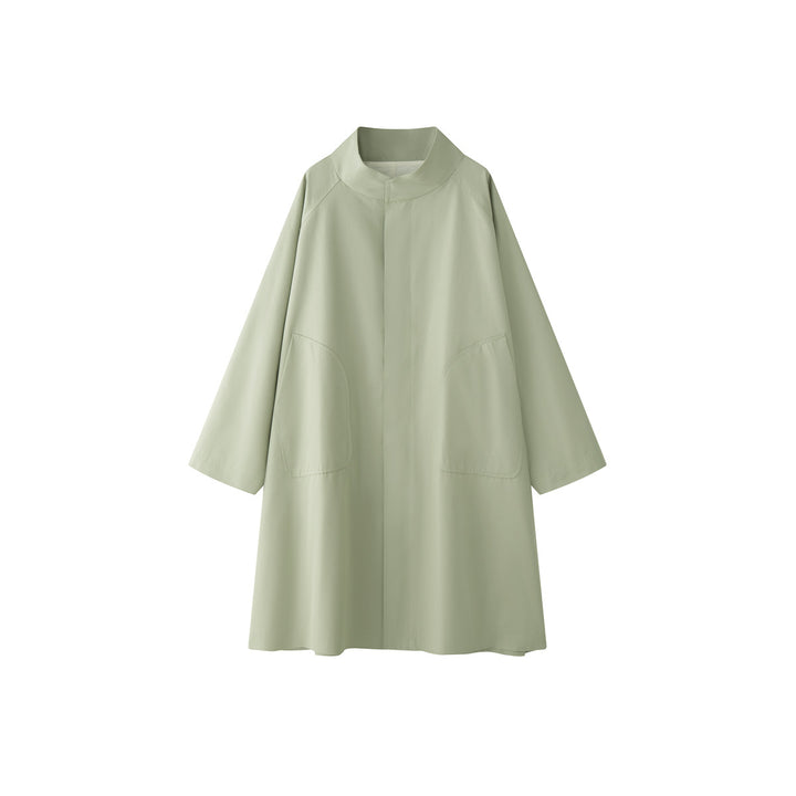 Women Oversized Trench Coat with Stand Collar and Extended Cut Mune Fashion