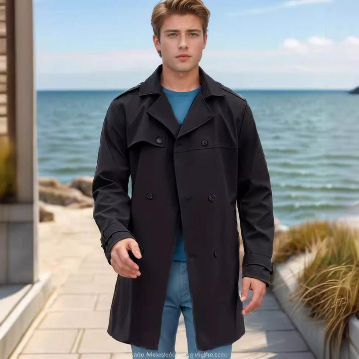 Men's urban raincoat in trench style with double-layer storm flap and adjustable cuffs Mune Fashion