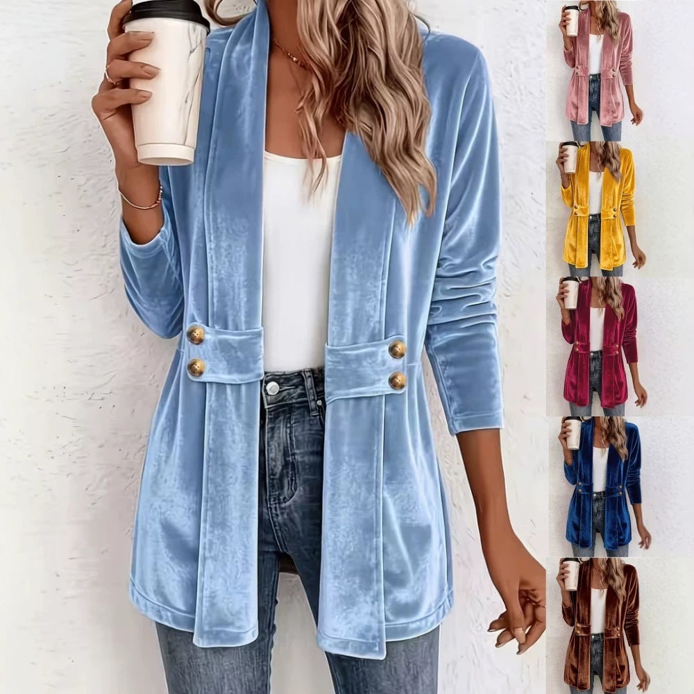 Women Elegant Velvet Blazer Mune Fashion