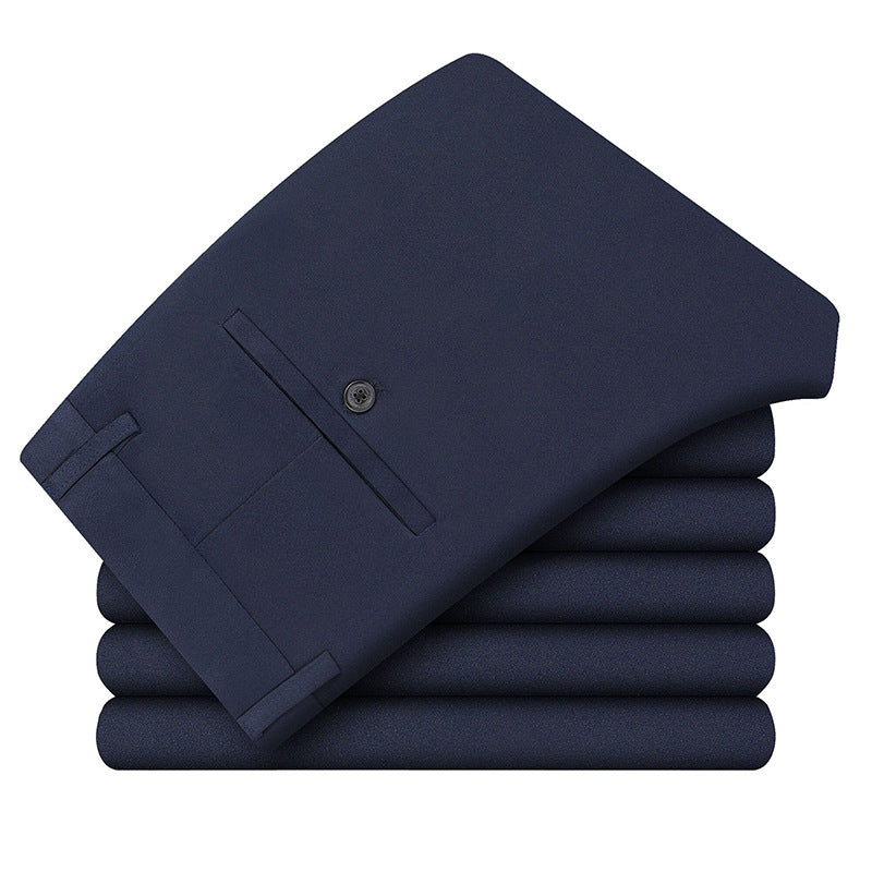 Men's Business Pants Slim-Fit with Crease and Hidden Back Pockets Mune Fashion