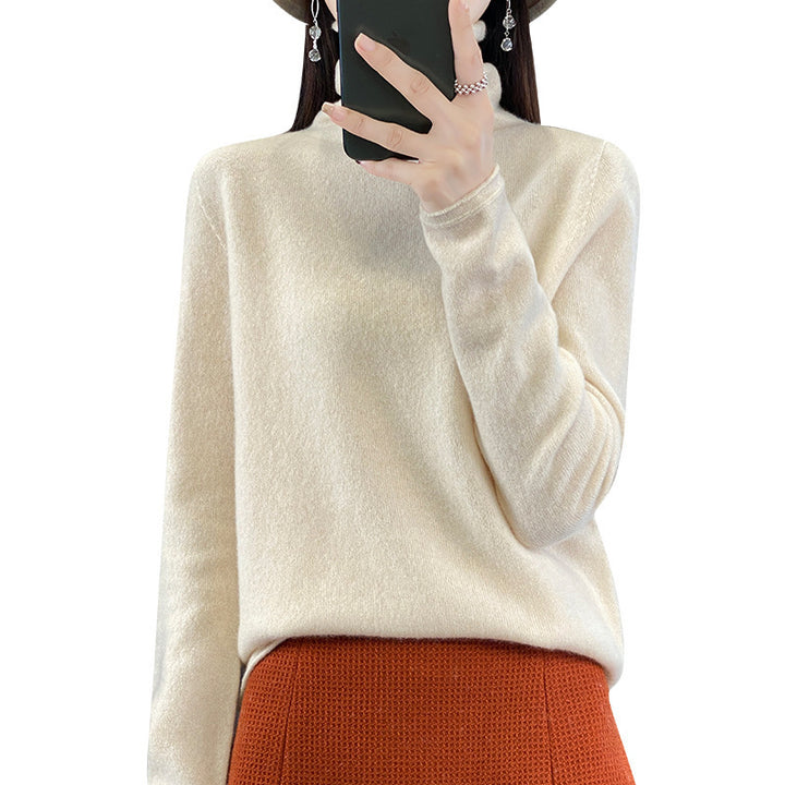 Women's Soft Fine Knit Roll Neck Sweater with Cashmere-Like Feel and Extended Cuffs Mune Fashion