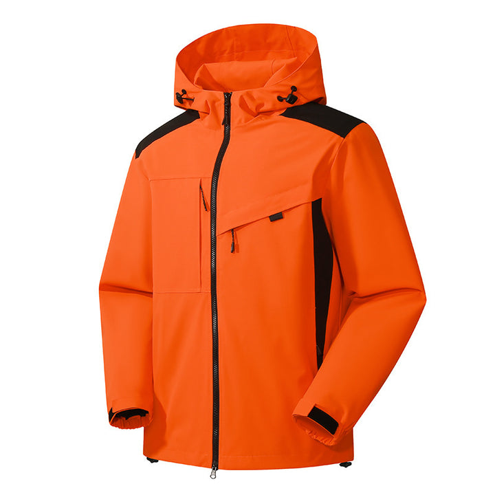 Men's technical softshell jacket with hood, diagonal chest pocket and multi-pocket zipper pockets Mune Fashion