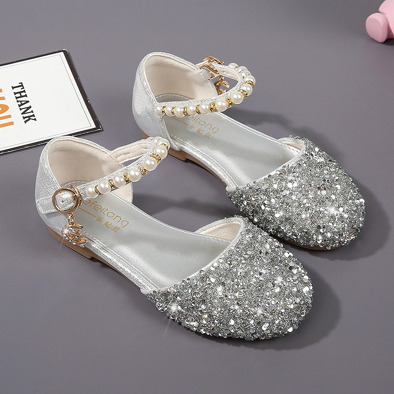 Girls Elegant Ballet Flats with Glitter and Pearls Mune Fashion