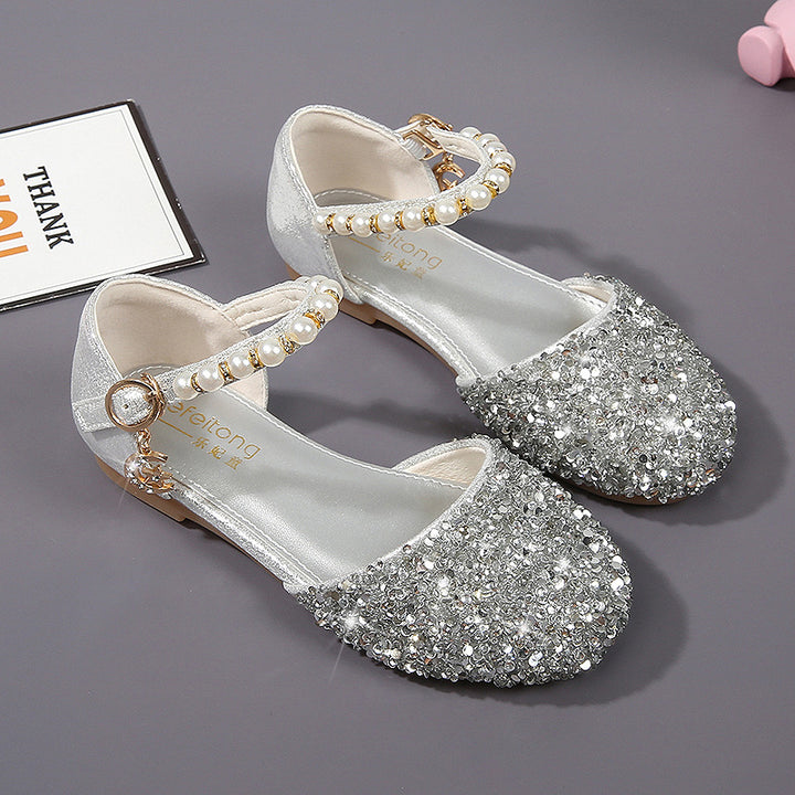 Girls Elegant Ballet Flats with Glitter and Pearls Mune Fashion