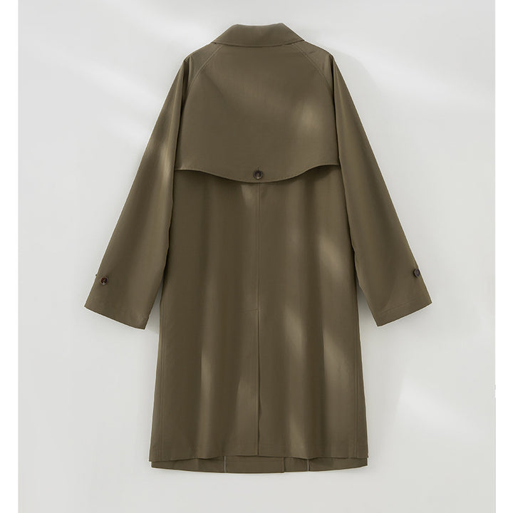 Women Mid-Length Trench Coat with concealed snap placket and adjustable cuffs Mune Fashion