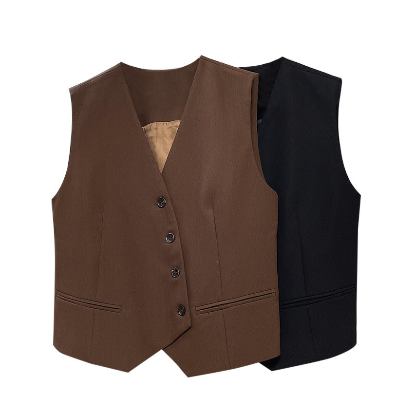 Women's Tailored Tailoring Waistcoat with V-Neck, Four-Button Front and Piped Insert Pockets Mune Fashion