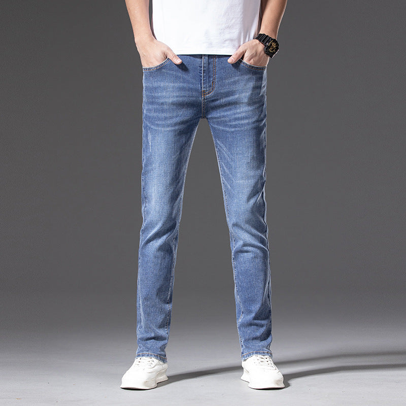 Men's Slim-Straight Stretch Jeans with Light Used Look Mune Fashion
