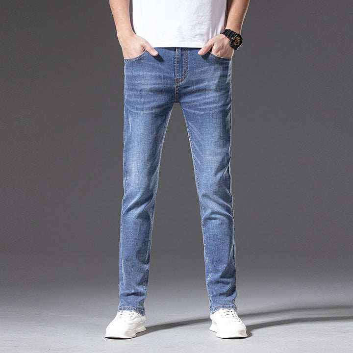 Men's Slim-Straight Stretch Jeans with Light Used Look Mune Fashion