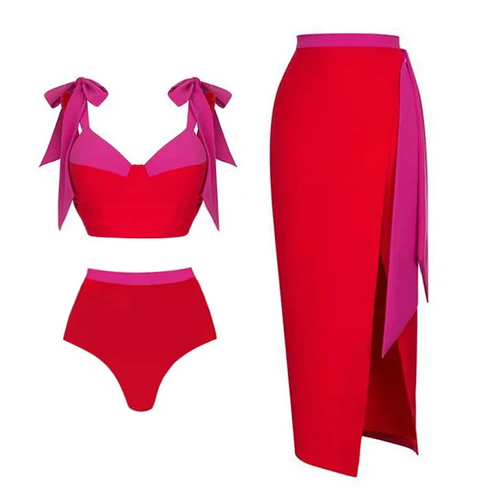 Women high-waisted bikini set with wrap skirt Mune Fashion