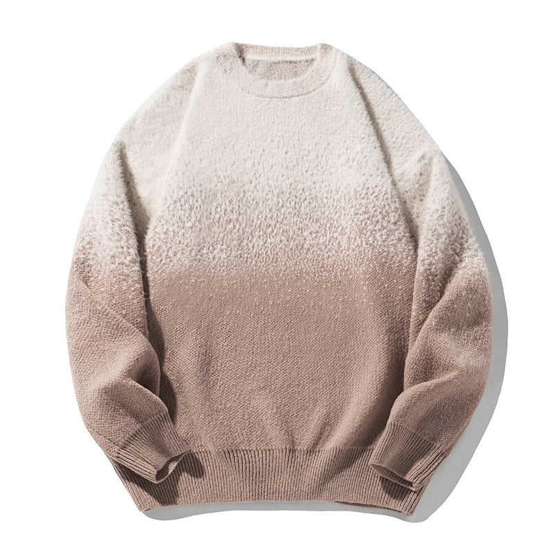 Unisex Soft Oversize Knit Sweater with Dip-Dye Gradient, Boucle Structure and Ribbed Hem Mune Fashion