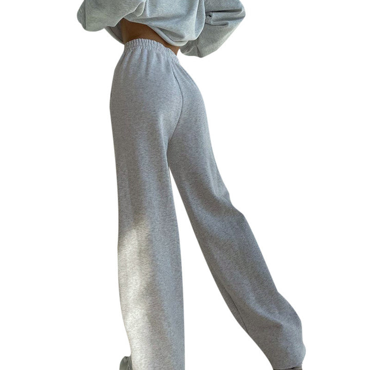 Women's loose jogging pants made of cotton sweat with elastic waistband and drawstring Mune Fashion