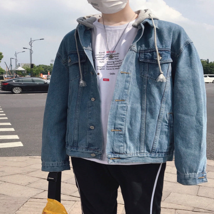 Men's Fashionable Denim Jacket with Hood Mune Fashion