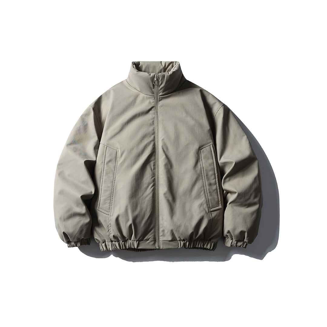 Men's Boxy Short Parka with High Stand Collar, Elastic Hem and Applied Front Pockets Mune Fashion