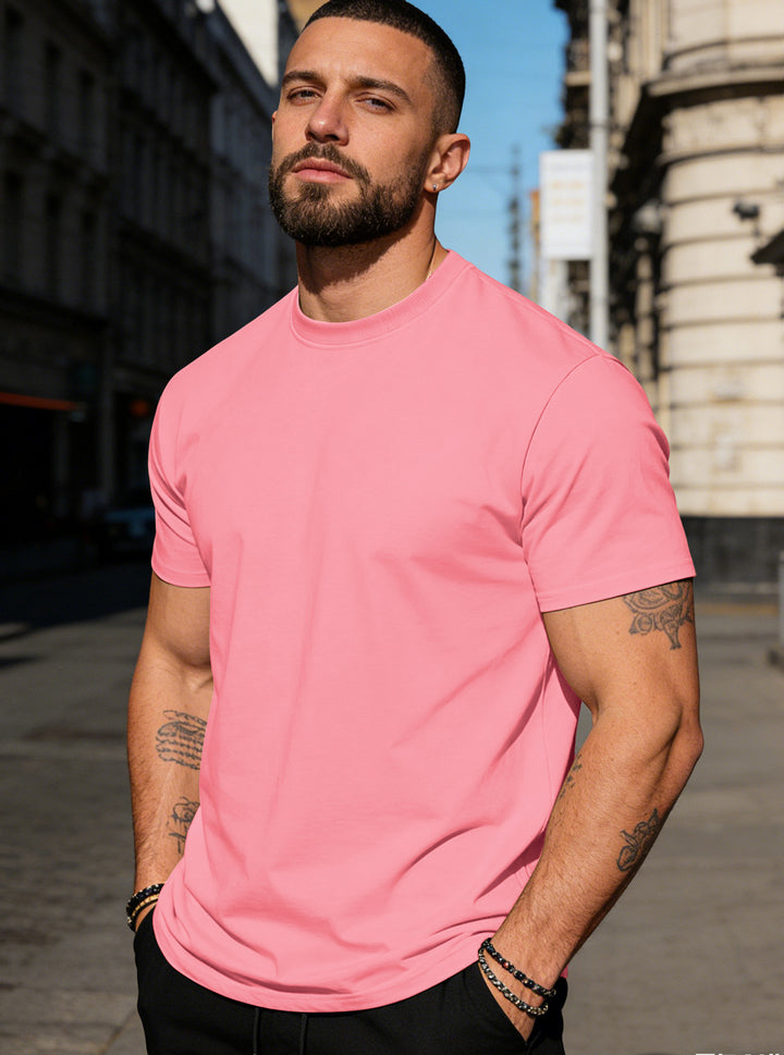 Men's body-hugging high-quality cotton shirt with round neck Mune Fashion