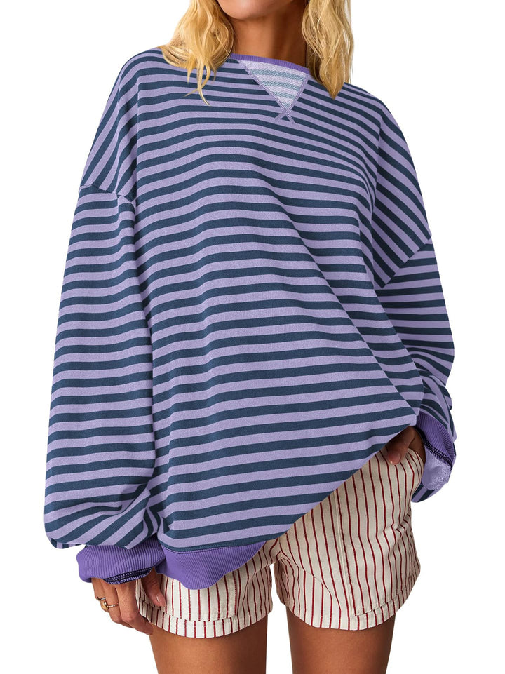 Women Oversized Striped Sweatshirt