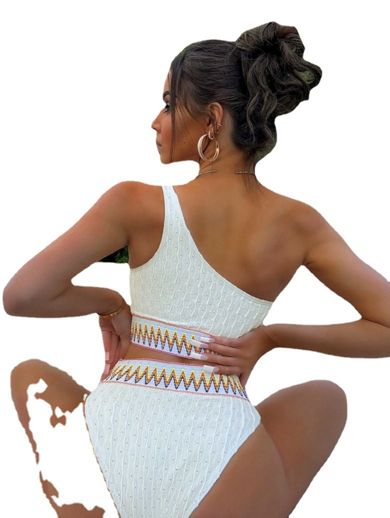 Women High-Cut One-Shoulder Bikini Set Mune Fashion