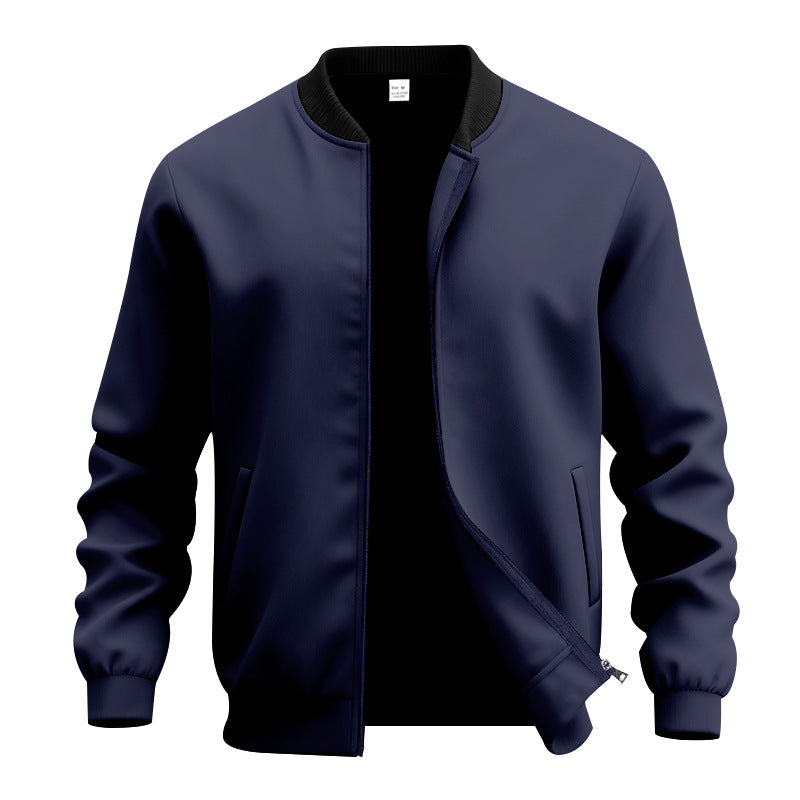 Men's lightweight bomber-style blouson with partially concealed zipper, ribbed cuffs, and side pockets Mune Fashion