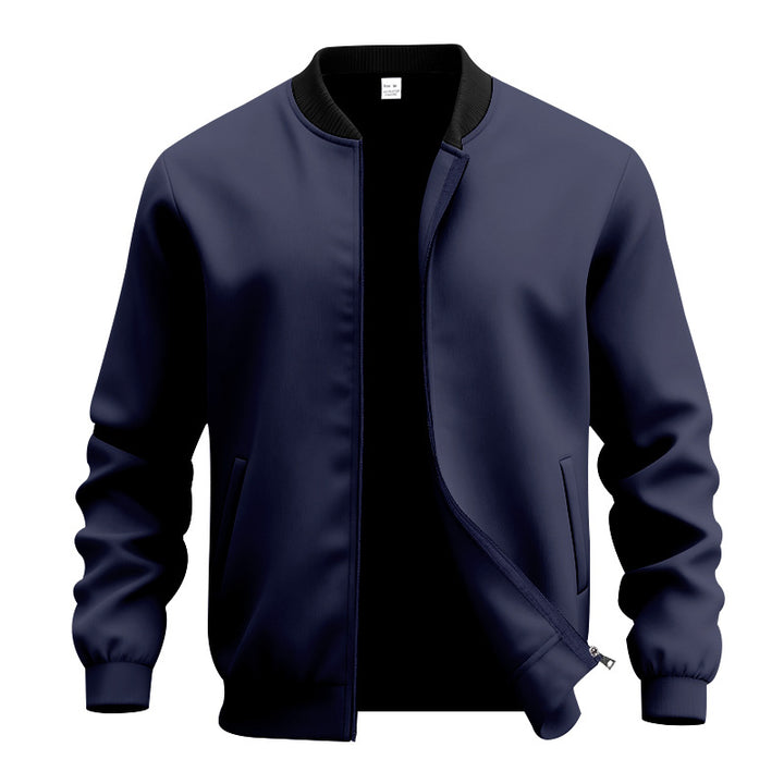 Men's lightweight bomber-style blouson with partially concealed zipper, ribbed cuffs, and side pockets Mune Fashion