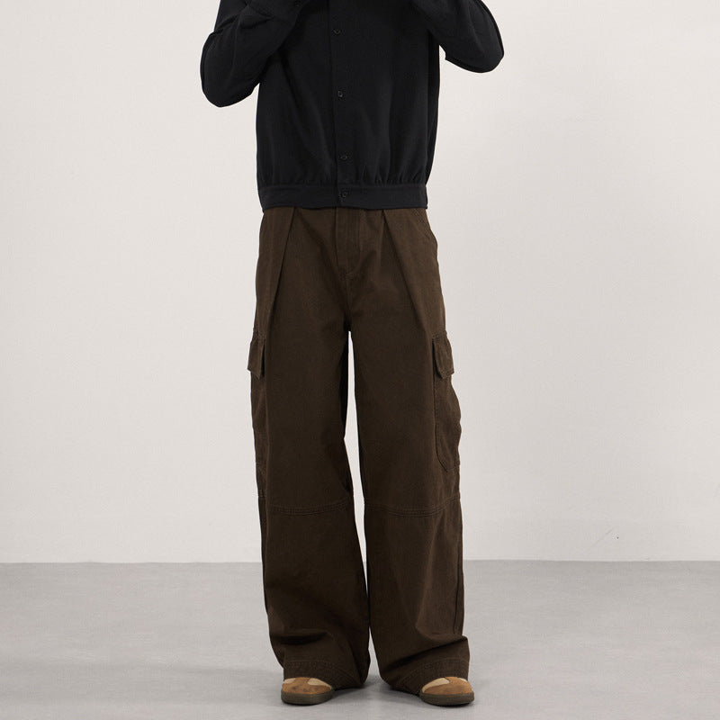 Men's Extra Wide Canvas Cargo Pants with High Waistline, Knee Inserts and Applied Flap Pockets Mune Fashion