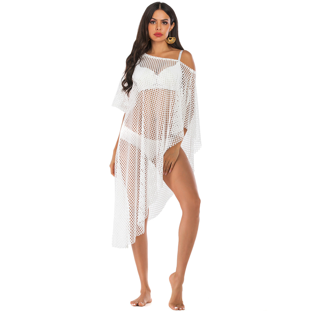 Women's casual mesh beach cover-up with asymmetrical cut Mune Fashion