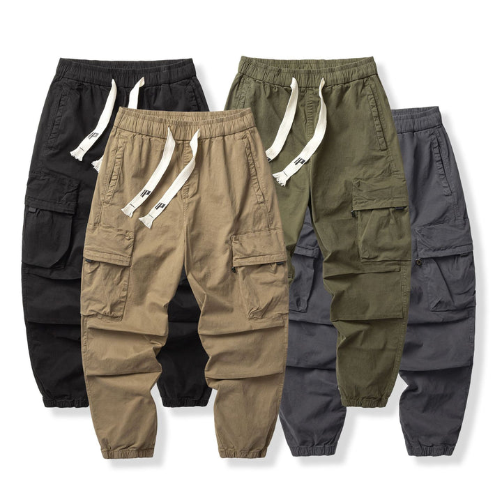 Herren Funktionelle Cargo-Joggerhose aus Baumwoll-Twill mit elastischem Tunnelzugbund und Klapp‑Utility‑Taschen Mune Fashion