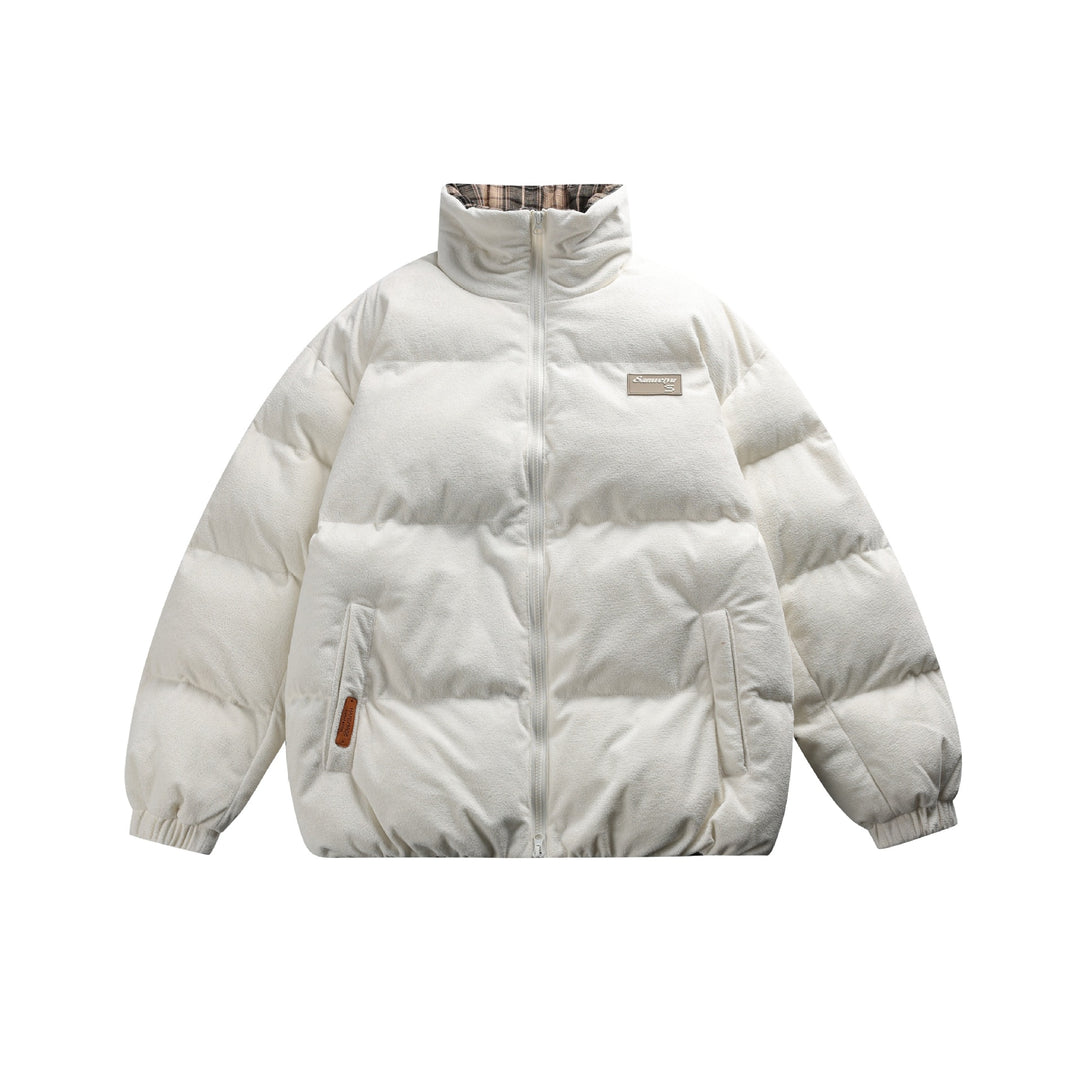 Unisex Boxy quilted short jacket with high funnel collar and teddy fleece look Mune Fashion
