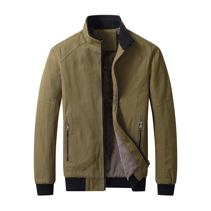 Men's padded canvas bomber jacket with teddy fleece lining and stand-up collar Mune Fashion