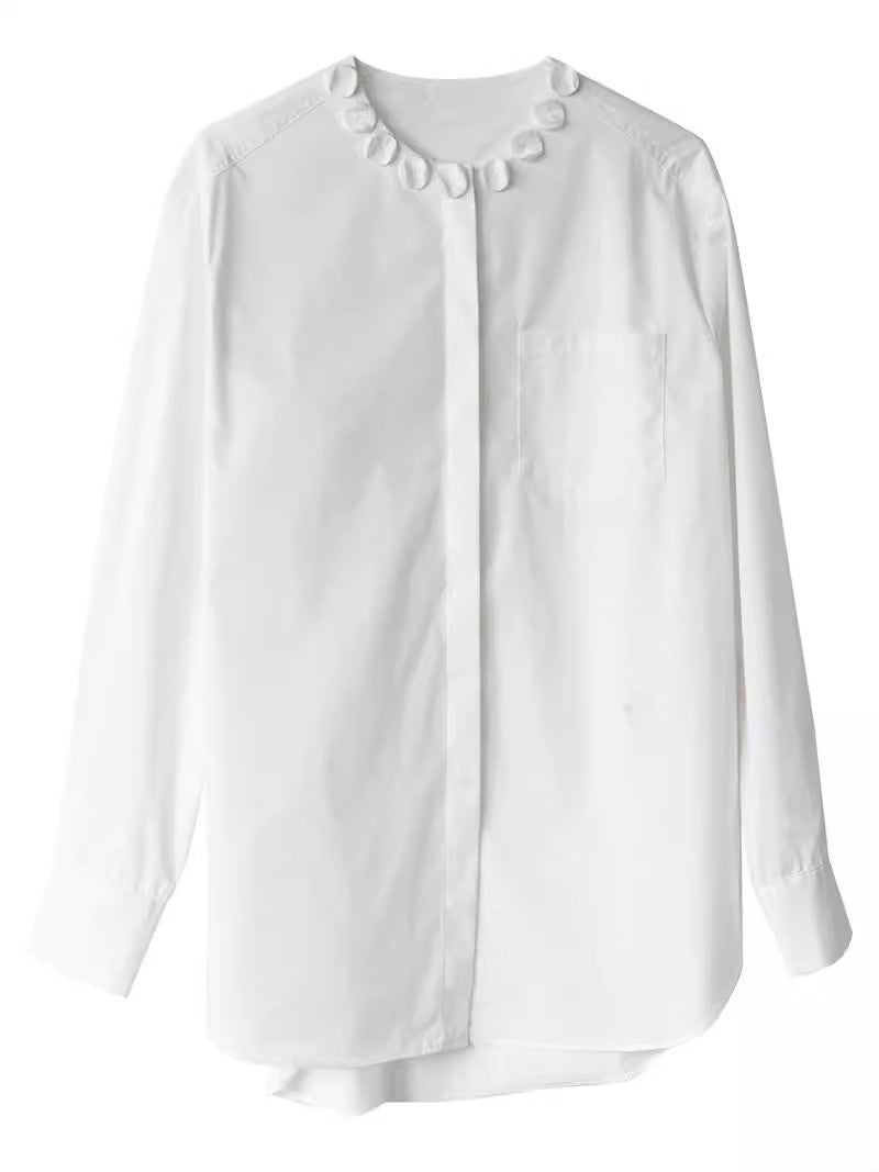 Women's Elegant Blouse with Decorative Collar Mune Fashion