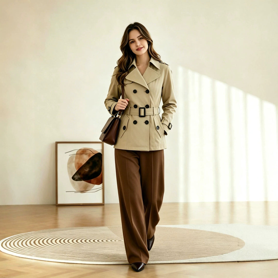 Ladies Elegant Trench Coat Mune Fashion