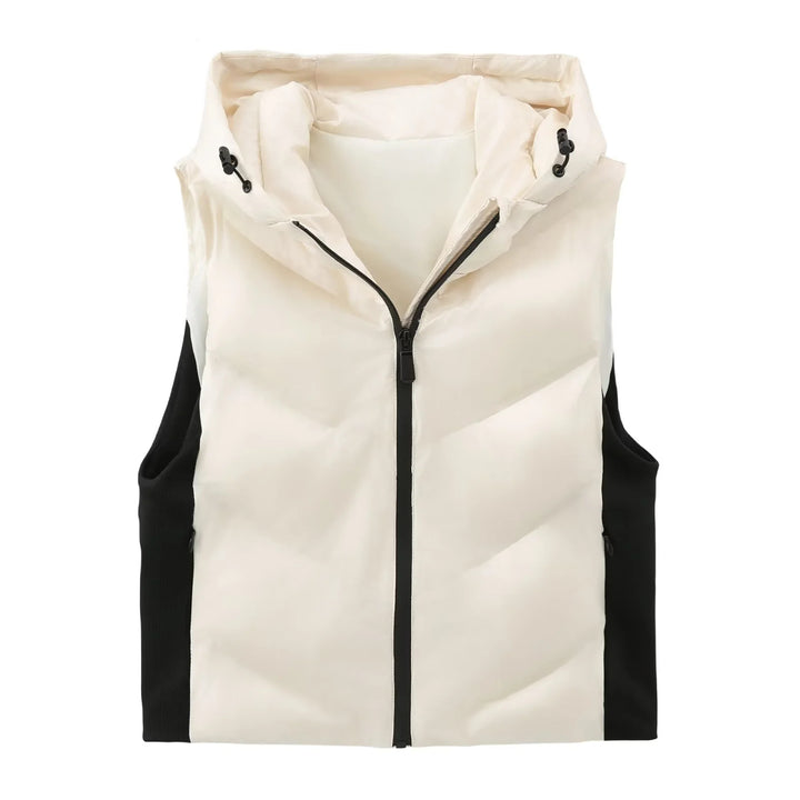 Unisex padded quilted vest with hood and side drawstring inserts Mune Fashion