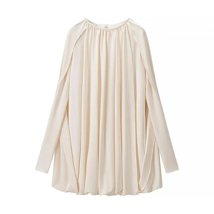 Ladies Cape Mini Dress with Pleats and Side Sleeve Slits Mune Fashion